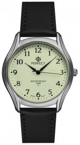 Zegarek PERFECT Na Skórzanym Pasku - Czytelna Fluorescencyjna Tarcza z Wyraźnymi Indeksami - Elegancki - Uniwersalny Model
