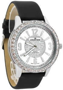 Królewski Damski Zegarek Jordan Kerr Na Skórzanym Pasku Z Niesamowitą Tarczą W Kolorze Srebrnym – Wykończony Różnej Wielkości Kryształkami Swarovskiego