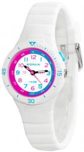 Mały Wskazówkowy Zegarek Dla Dziewczynki XONIX Wodoszczelny 100m - Czytelna Tarcza z Wyraźną Podziałką - Idealny Do Nauki Godzin - Kolor Biały - GIRLS