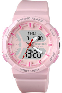 Sportowy Zegarek XONIX - LCD + Wskazówki - Wodoszczelność 100m - Młodzieżowy / Damski - Wielofunkcyjny - 5 Niezależnych Alarmów - Timer - Stoper - Podświetlenie – Różowy