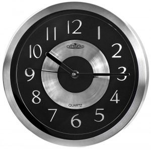 Małych Rozmiarów Zegar Ścienny Marki CHERMOND - Czarno Srebrny, Metalowy - Dodający Wnętrzu Kwintesencji Elegancji 