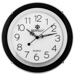 Okrązły Zegar Ścienny PERFECT z Przezroczystą Obudową - Bardzo Duże Czytelne Cyfry - Średnica 32cm - Tykający Mechanizm