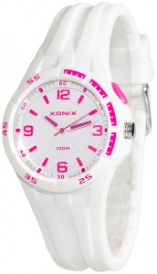 Wodoszczelny 100m Analogowy Zegarek XONIX - Uniwersalny - Dziecięcy i Damski - Czytelna Podświetlana Tarcza - Syntetyczny Pasek – Biały