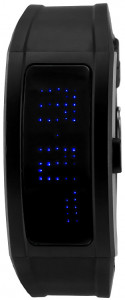 Duży Nowoczesny LED-owy Zegarek Chermond - Możliwość Zaprogramowania Wyświetlanego Tekstu - Syntetyczny Pasek - Antyalergiczny - Niebieski