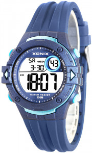Uniwersalny Zegarek Sportowy XONIX - Elektroniczny - Wodoszczelny 100m - Wielofunkcyjny - Timer Stoper Alarm Podświetlenie Data - Granatowy