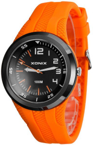 Wskazówkowy, Uniwerslny Zegarek Xonix - Wodoodporny WR100m - Syntetyczny Pasek - Antyalergiczny - Pomarańczowy