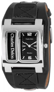Uniwersalny Zegarek Charles Delon w Stylu Retro - Czarny Na Podkładce