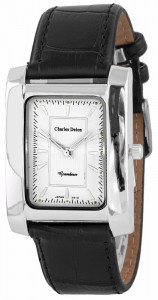 Biznesowy Uniwersalny Zegarek Charles Delon Na Czarnym Skórzanym Pasku - Prostokątna Koperta