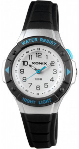 Mały Zegarek Wskazówkowy XONIX - Dziecięcy Uniwersalny  / Damski - Podświetlenie - Wodoszczelny 100m - Wyraźne Oznaczenia - CZARNY