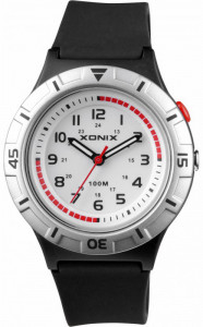 Wskazówkowy Zegarek z Podświetlaną Tarczą XONIX - Dziecięcy / Damski - Wyraźne Oznaczenia Godzinowe - Wodoodporny 100m - Kolor Czarny