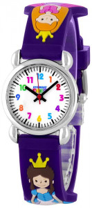 EVEREST Kids - Pasek Ozdobiony Księżniczkami - Śliczny Zegarek Dla Dziewczynki - Fioletowy