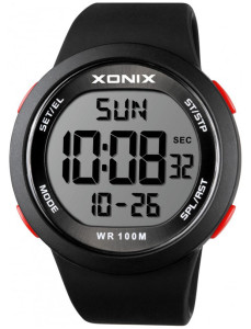 Zegarek Sportowy z Dużym Czytelnym Wyświetlaczem XONIX - Męski Młodzieżowy Damski - Wodoszczelny 100m - Wielofunkcyjny - Do Biegania i Pływania - Czarny