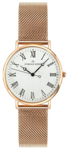 Klasyczny Zegarek Uniwersalny Jordan Kerr - Godziny Oznaczone Rzymskimi Cyframi - Prosta Przejrzysta Tarcza - Bransoleta Mesh