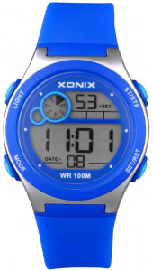 Sportowy Elektroniczny Zegarek XONIX - Dla Dziewczynki / Chłopca / Damski - Wodoszczelny 100m - Wielofunkcyjny - Stoper - Datownik - Podświetlenie - Timer - Niebieski