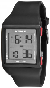 Sportowy Zegarek XONIX N7 - Męski I Młodzieżowy - Wodoodporny - Funkcje - Data, Alarm, Stoper - Akrylowe Szkiełko - Czarny