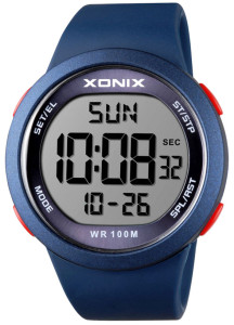 Zegarek Sportowy z Dużym Czytelnym Wyświetlaczem XONIX - Męski Młodzieżowy Damski - Wodoszczelny 100m - Wielofunkcyjny - Do Biegania i Pływania - Granatowy