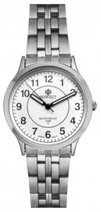 Klasyczny Damski Zegarek PERFECT - Wskazówkowy z Czytelną Tarczą - Klasyczna Bransoletka - Kolor Srebrny