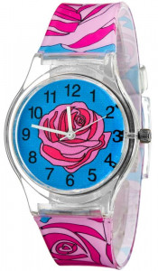 Różowy Plastikowy Zegarek Dla Dziewczynki, PERFECT
