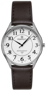 Duży Męski Zegarek PERFECT z Wyraźną Tarczą - Duże Indeksy - Pasek Skórzany 