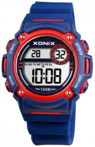 Wielofunkcyjny Zegarek XONIX - Wodoszczelny 100m - Cyfrowy Wyświetlacz LCD - Dziecięcy / Damski - Podświetlenie, Stoper, Timer, Data, Drugi Czas - Wytrzymały Sportowy Model