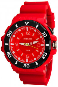 Zegarek XONIX Model POLONIA - Męski i Młodzieżowy - Analogowy z Podświetleniem - Zegarek Kwarcowy - Czerwony
