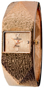 Geometryczny Damski Zegarek JORDAN KERR Na Awangardowej Bransolecie o Ciekawej Fakturze Przypominającej Gnieciony Papier