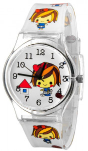 Biały Plastikowy Zegarek Dla Dziewczynki, PERFECT