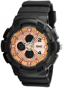 Duży Zegarek Sportowy OCEANIC Sinaloa Rose Gold LCD/Analog WR100M + Wiele Funkcji - Uniwersalny