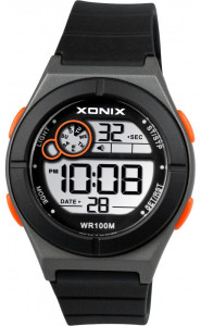 Zegarek XONIX z Elektronicznym Wyświetlaczem - Dziecięcy / Damski - Podświetlane Cyfry - Wodoszczelny 100m - Budzik - Timer - Stoper - Kolor Czarny