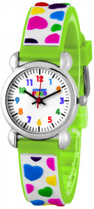EVEREST Kids - Zegarek Ozdobiony Kolorowymi Serduszkami - Cudowny Prezent Dla Dziewczynki