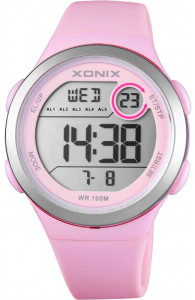 Sportowy Zegarek XONIX - Damski | Dziecięcy | Młodzieżowy - Wodoodporny 100m - Cyfrowy Wyświetlacz z Podświetleniem - Funkcje Stoper Timer Budzik Data Drugi Czas - RÓŻOWY