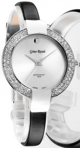 Smukły Zegarek Gino Rossi - Czarny - Swarowski Crystals 