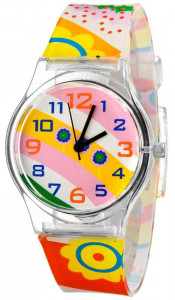 Oryginalny Wielokolorowy Plastikowy Zegarek Dla Dziewczynki, PERFECT