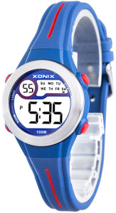 Mały Elektroniczny Zegarek Sportowy XONIX - Uniwersalny Dziecięcy, Damski - Wodoszczelny 100m - Czytelny LCD - GRANATOWY - Boys