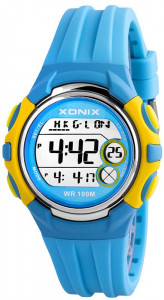 Sportowy Zegarek XONIX - Wodoodporny 100m, Elektroniczny, Wielofunkcyjny - 8 Alarmów, Stoper 15 Międzyczasów, Timer 3 Interwały, Czas Światowy - Damski, Dziecięcy i Młodzieżowy