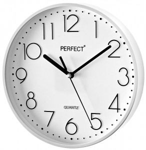 Klasyczny Zegar Ścienny - Kolor Biały - Duże Cyfry – Średnica 22cm - Cienka Ramka 