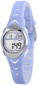 Mały Zegarek Dla Dziewczynki XONIX - Wodoszczelność 100M, Stoper, Alarm, Timer, Data - Śliczny Fioletowy Kolor