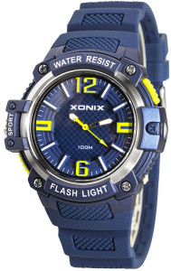 Męski i Młodzieżowy Zegarek Sportowy XONIX - Wskazówkowy z Podświetleniem - Podświetlenie Boczne LATARKA - Wodoszczelny 100m - GRANATOWY