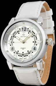 Uniwersalny Zegarek Gino Rossi Z Dużą Ozdobną Tarczą Na Długim Skórzanym Pasku - Biały