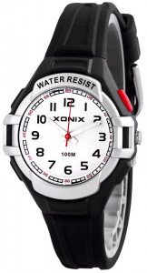 Mały Czarny Zegarek XONIX - Wodoodporny 100m - Damski i Dziecięcy - Wskazówkowy z Podświetleniem - Antyalergiczny
