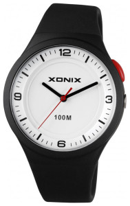 Wskazówkowy Zegarek Wodoszczelny XONIX - Silikonowy Pasek - Młodzieżowy / Damski - Podświetlana Tarcza - Czarny