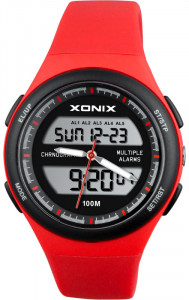 Zegarek XONIX DualTime WR100m - LCD + Wskazówki - Wielofunkcyjny - Damski / Młodzieżowy - Sportowy - Podświetlenie