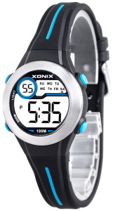 Mały Elektroniczny Zegarek Sportowy XONIX - Uniwersalny Dziecięcy, Damski - Wodoszczelny 100m - Czytelny LCD - CZARNY - Boys