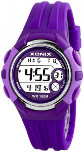 Sportowy Zegarek XONIX - Wodoodporny 100m, Elektroniczny, Wielofunkcyjny - 8 Alarmów, Stoper 15 Międzyczasów, Timer 3 Interwały, Czas Światowy - Damski Młodzieżowy
