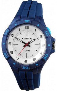 Wodoszczelny 100m Zegarek XONIX - Młodzieżowy / Damski - Analogowy z Podświetlaną Tarczą - Duże Oznaczenia - Kolor Granatowy