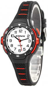 Wskazówkowy Zegarek XONIX - Dziecięcy / Damski - Mały Czytelny - Wszystkie Cyfry Na Tarczy - Podświetlenie - Wodoszczelny 100m - Czarny
