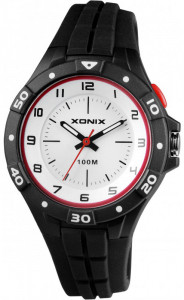 Wodoszczelny 100m Zegarek XONIX - Młodzieżowy / Damski - Analogowy z Podświetlaną Tarczą - Duże Oznaczenia - Kolor Czarny