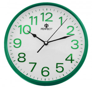 Wskazówkowy Zegar Ścienny PERFECT - Klasyczny Model - 25cm Średnicy - Zielony