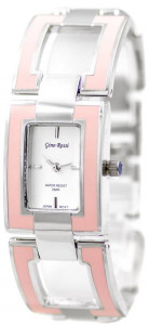 Nowoczesny Design - Damski Zegarek GR z Emaliowanymi Kwadratowymi Elementami Na Bransolecie I Prostokątną Dyskretną Kopertą