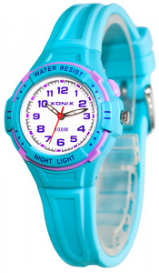 Wskazówkowy Zegarek XONIX z Podświetleniem - Dla Dziewczynki Oraz Damski - Wodoszczelny 100m - Wyraźna Podziałka Tarczy - Antyalergiczny - TURKUSOWY